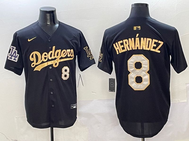 Men Los Angeles Dodgers #8 Hernandez Black Gold Game Nike 2025 MLB Jersey style 1
